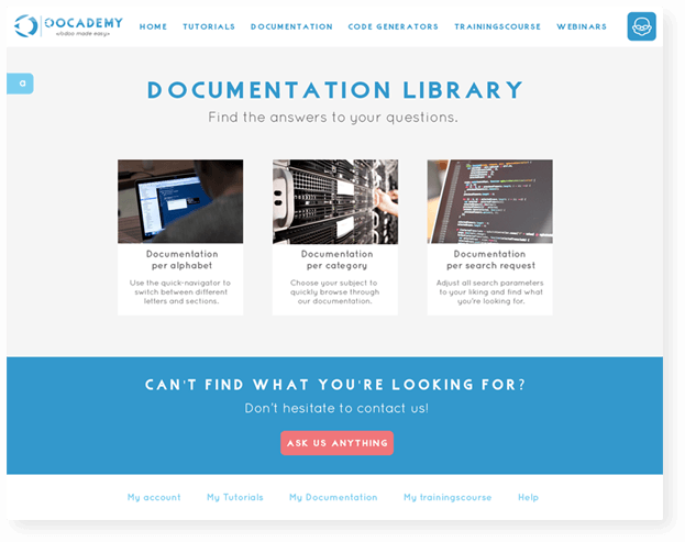 Example screen documentation pages